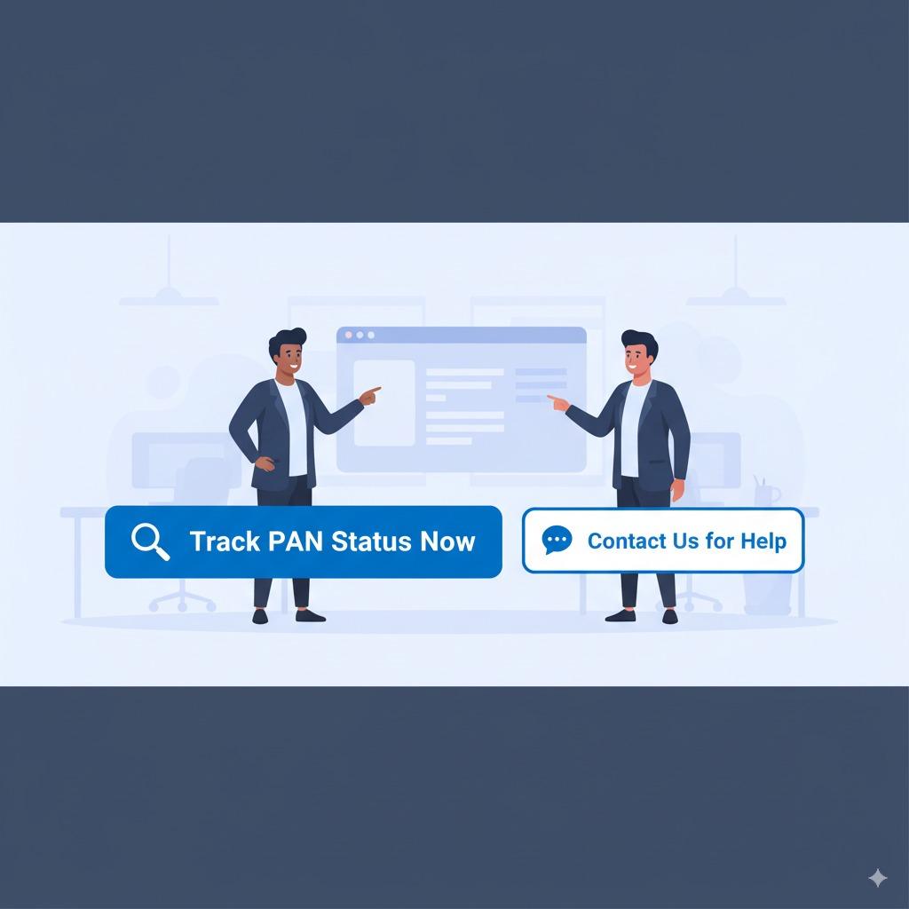 CTA button with “Track PAN Status Now” + “Contact Us for Help.”